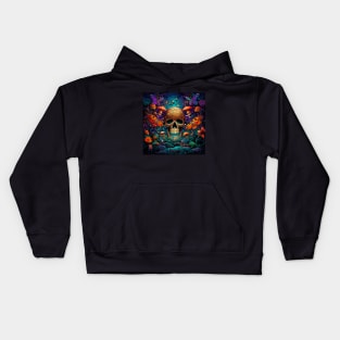 Psychedelic Butterfly Skull scape Kids Hoodie